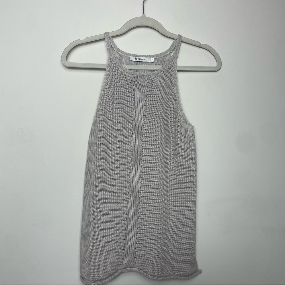 Yidarton gray knit tank with halter neck, size small